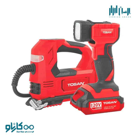 تصویر از کیت کمپرسور فندکی و چراغ قوه شارژی توسن- کد 9799