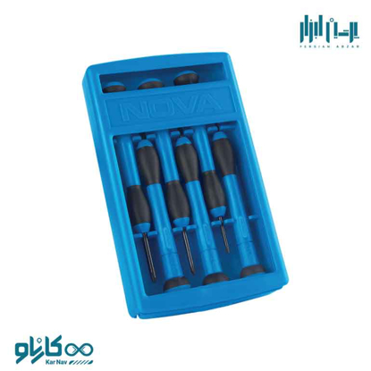 تصویر از پیچ گوشتی ساعتی جعبه ای 6 عددی نوا کد 1334