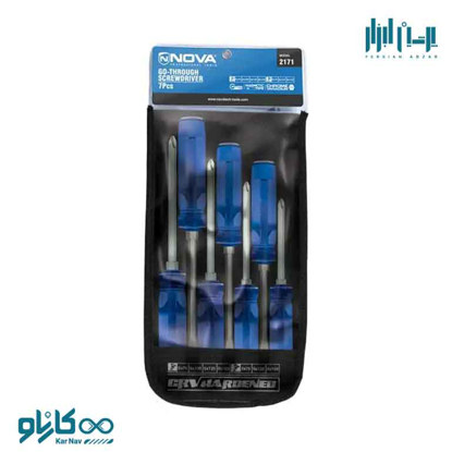 تصویر از پیچ گوشتی ضربه خور کیفی 7 عددی نوا کد 2171