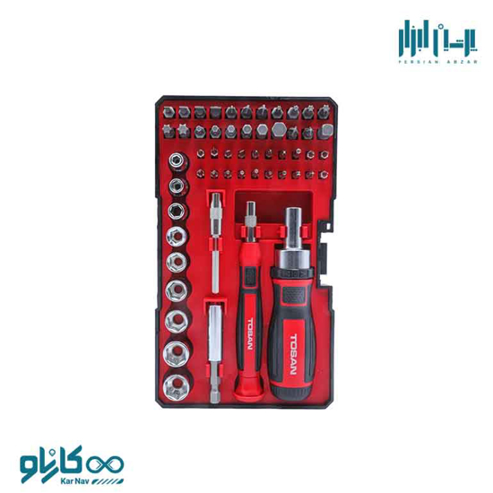 تصویر از ست پیچ گوشتی معمولی و ساعتی و بکس 55 عددی توسن کد t4820k